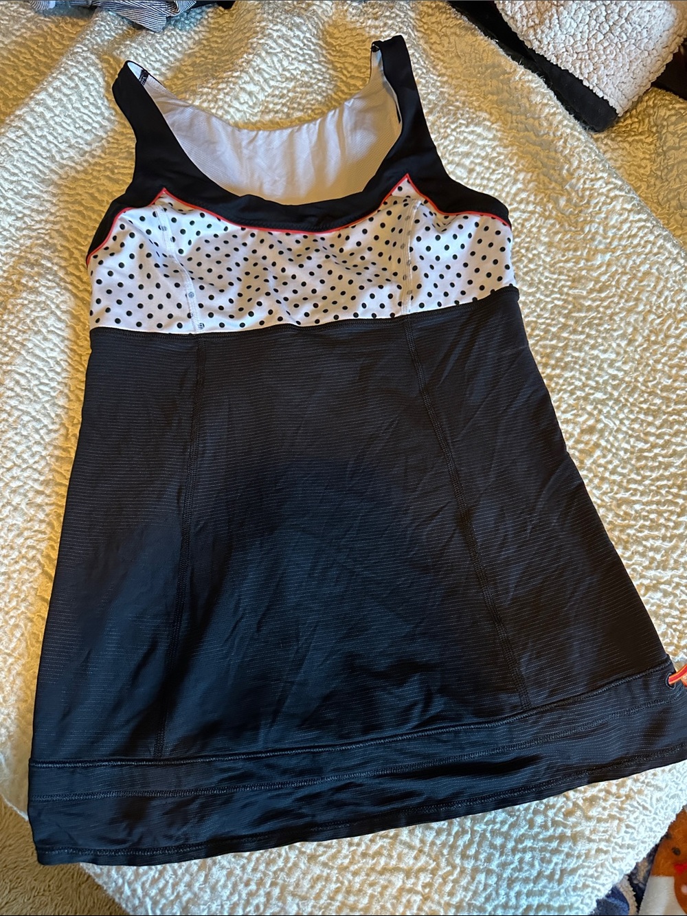 Lululemon Black & White Polka Dot Adjustable Tank Top  - Size 6